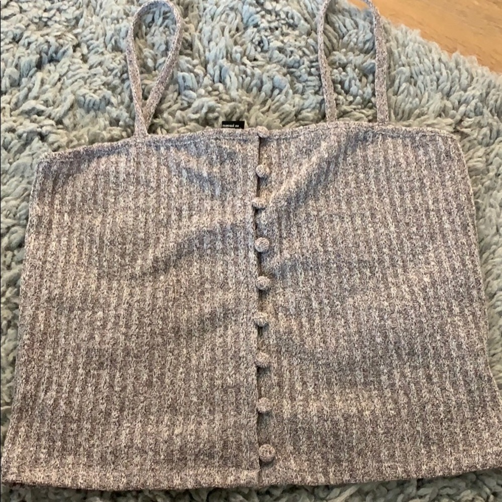 Button down ribbed crop top